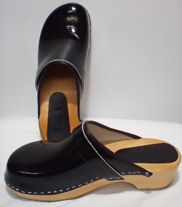Bjork Swedish Comfort Women's Maja Wood Open Back Black Leather Clogs sz 41eu 10us - Image 3