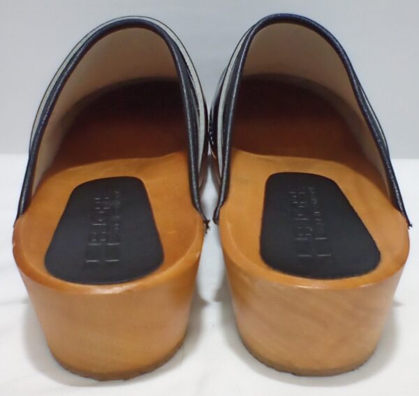 Bjork Swedish Comfort Women's Maja Wood Open Back Black Leather Clogs sz 41eu 10us - Image 6