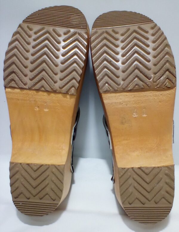 Bjork Swedish Comfort Women's Maja Wood Open Back Black Leather Clogs sz 41eu 10us - Image 8