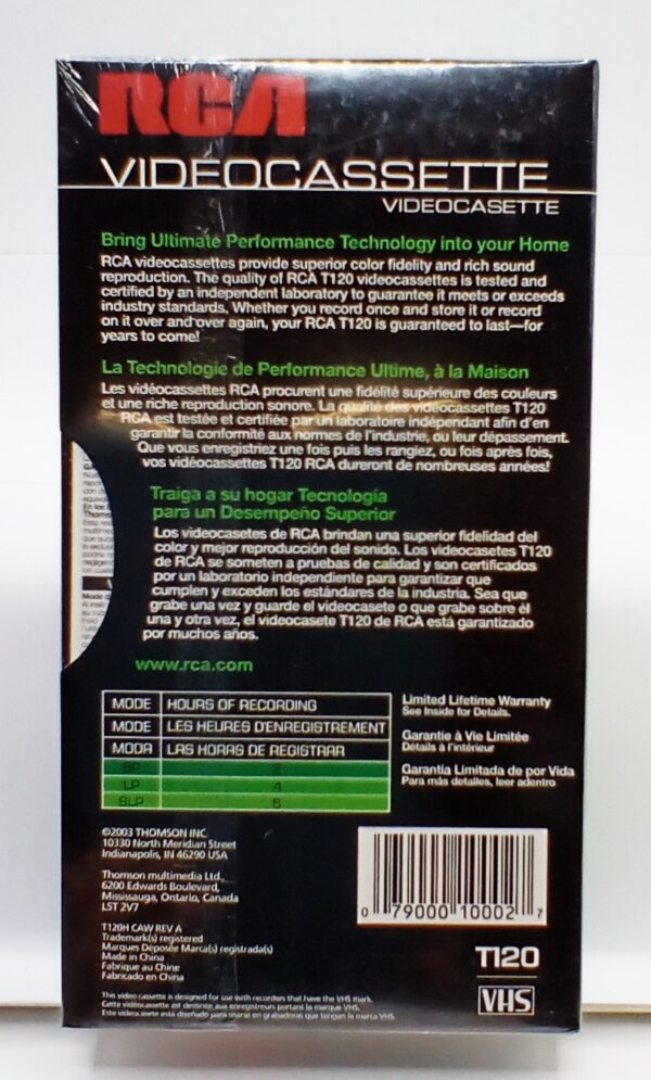 RCA T120 Six Hour Factory SEALED Blank VHS Tape - Image 2