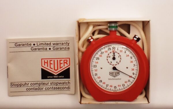 Vintage Heuer Swiss Trackmaster Red Stopwatch Excellent Working Condition
