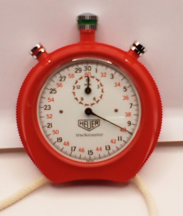 Vintage Heuer Swiss Trackmaster Red Stopwatch Excellent Working Condition - Image 2