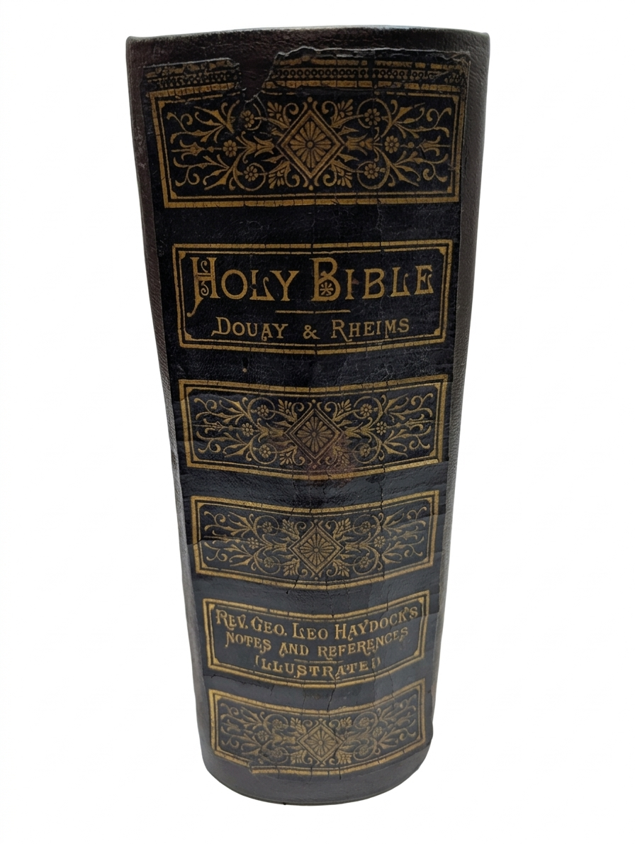 Antique 1892 Catholic Family Bible: Douay-Rheims, Haydock Illustrated, Sculpted Leather, Metal Clasps - Image 19